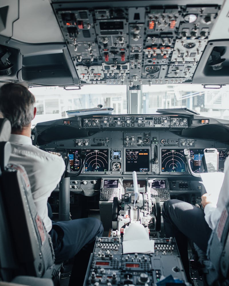 Pilots in cockpit