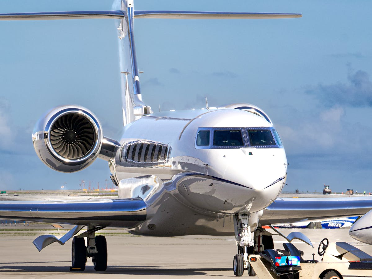 Private jet with ground support