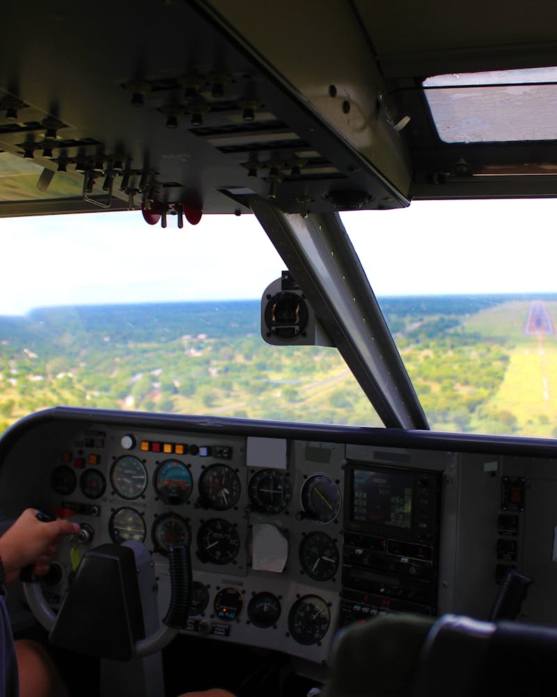 Cockpit view on approach